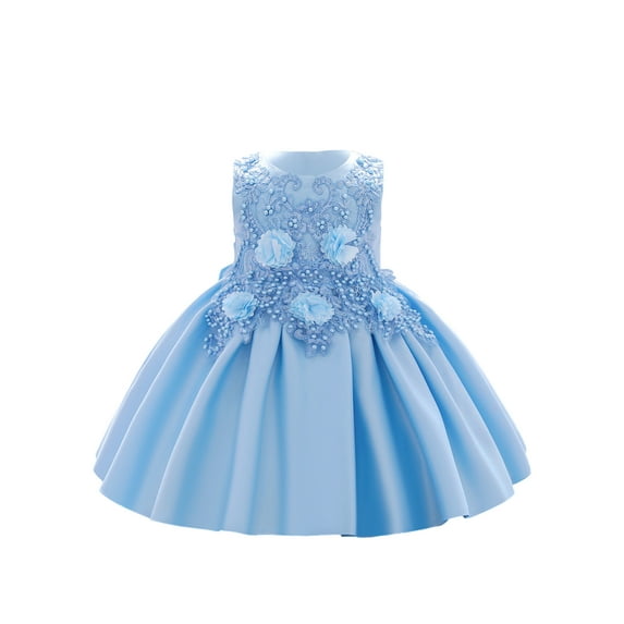 Suealasg Little Girls Ball Gown Princess Dress 6M 1T 2T 3T 4T 5T Kids Girls Sleeveless Crew Neck Flower Beaded A-line Dress Child Girls Evening Formal Party Dress