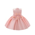 thumbnail image 1 of Suealasg Little Girls Ball Gown Princess Dress 6M 1T 2T 3T 4T 5T Kids Girls Sleeveless Crew Neck Flower Beaded A-line Dress Child Girls Evening Formal Party Dress, 1 of 5
