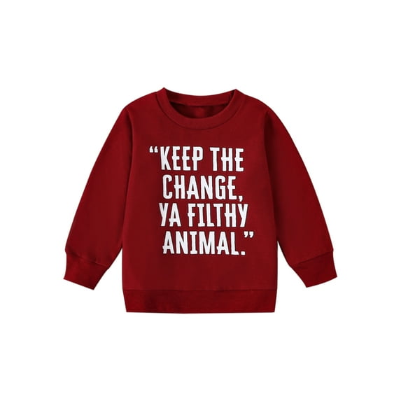 Suealasg Little Girls Boy Christmas Sweatshirt Clothes 6M 1T 2T 3T 4T 5T Children Long Sleeve Letter Print Pullovers Tops Christmas-themed Clothing for Kids Boy Girls
