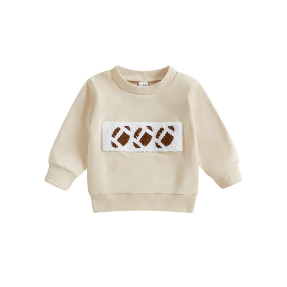 Suealasg Little Girls Boys Spring Fall Sweatshirt 1T 2T 3T 4T Kids Long Sleeve Round Neck Football Letter Print Pullover Tops Toddler Casual Sports Style Sweatshirt