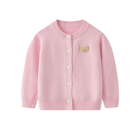 Suealasg Little Girls Cardigan Knitwear 3T 4T 5T 6T 7T Long Sleeve Bear Embroidery Button Up Sweater Kids Girls Autumn Winter Cardigan