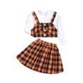 thumbnail image 1 of Suealasg Little Girls Fall Outfits 2Pcs Toddler Baby Girls Spring Clothes Set  Long Sleeve Bow Front Tops + Plaid Skirt Set 1-4 Years, 1 of 7