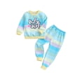 thumbnail image 1 of Suealasg Little Girls Fall Tracksuit Outfits Clothes 3T 4T 5T 6T 7T 8T Kids Girls Long Sleeve Rainbow Striped Print Sweatshirt and Elastic Long Pants 2PCS Casual Autumn Clothing for Children Girls, 1 of 9