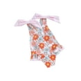 thumbnail image 1 of Suealasg Little Girls Romper Swimwear Sleeveless Floral Print One Piece Swimsuit 1T 2T 3T 4T 5T 6T Kids Toddler Girls Summer Bathing Suit Beachwear, 1 of 9