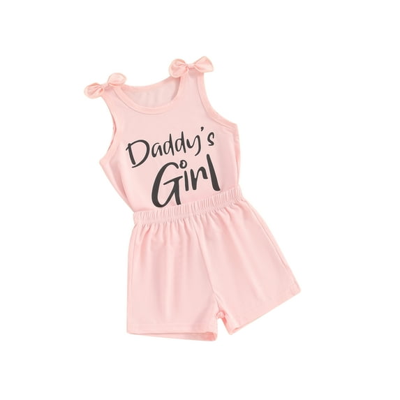 Suealasg Little Girls Summer 2 Piece Outfit Sleeveless Round Neck Letter Print Tank Tops + Elastic Waist Shorts 3T 4T 5T 6T 7T Kids Girls Casual Beach Set