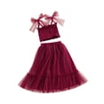 thumbnail image 1 of Suealasg Little Girls Summer Outfits 2Pcs Kids Girls Beach Casual Dress Sleeveless Smocked Crop Tops + Long Skirt Set, 1 of 8