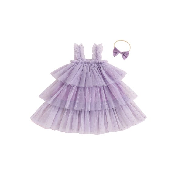 Suealasg Little Girls Summer Princess Dress 6M 1T 2T 3T 4T Kids Girls Sleeveless Heart Print A-line Tulle Cake Dress  Headband Valentine’s Day Party Dress for Toddler Girls