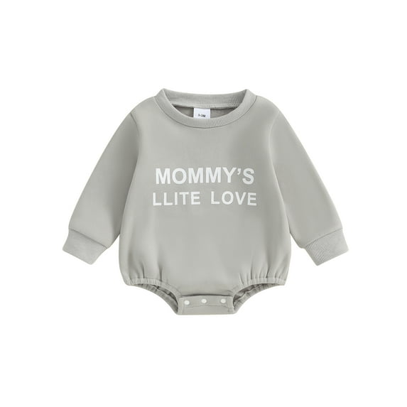 Suealasg Newborn Baby Boy Clothes 3 6 12 18 Months Infant Boys Fall Sweatshirt Romper Long Sleeve Letter Print Bubble Romper Bodysuit Clothes