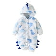 thumbnail image 1 of Suealasg Newborn Baby Boy Plush Snowsuit Long Sleeve  Dinosaur Fleece Hooded Romper Jumpsuits 3 6 9 12 18 Months Infant Boy Winter Warm Outwear Clothes, 1 of 8