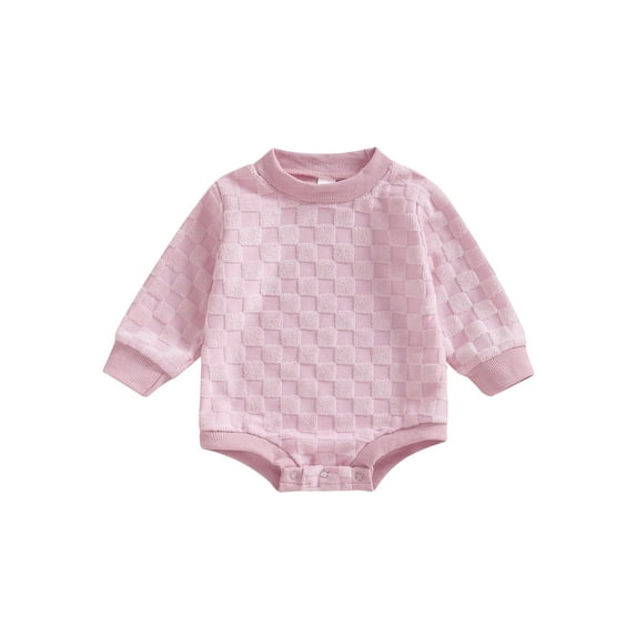 Suealasg Newborn Baby Boys Girls Fall One Piece Clothes Long Sleeve Checkerboard Print Romper Bodysuit 3 6 12 18 Months Infant Autumn Playsuit