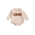 thumbnail image 1 of Suealasg Newborn Baby Boys Girls Fall Romper Long Sleeve Crew Neck Letters Print Bodysuit Playsuit 3 6 12 18 Months Infant Thanksgiving Clothes, 1 of 8