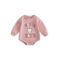thumbnail image 1 of Suealasg Newborn Baby Boys Girls Halloween Clothes Short Sleeve Letter Ghost Print Sweatshirt Romper Bodysuit Jumpsuits 3 6 12 18 Months Infant Fall Playsuit, 1 of 7