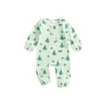 thumbnail image 1 of Suealasg Newborn Baby Boys Girls Jumpsuit Christmas Long Sleeve Christmas Tree Print Romper Bodysuits 3 6 12 18 Months Infant Coming Home Clothing, 1 of 8