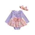 thumbnail image 1 of Suealasg Newborn Baby Girl 2 Piece Outfits 3 6 12 18 Months Infant Girls Long Sleeve Crew Neck Flower Print Romper Dress Headband Fall Clothes Set, 1 of 7