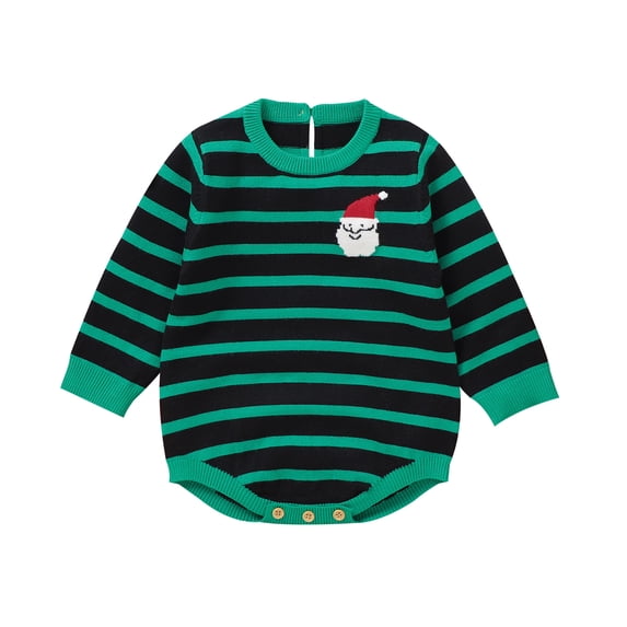 Suealasg Newborn Baby Girl Boy Sweater Romper Christmas Playsuit Long Sleeve Santa Knitted Bodysuit 1 3 6 12 18 24 Months Infant Christmas Clothes