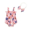 thumbnail image 1 of Suealasg Newborn Baby Girl Clothes 3 6 12 18 Months Sleeveless Chick Print Romper Bodysuit +Headband Infant Summer 2Pcs Outfit, 1 of 9