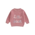 thumbnail image 1 of Suealasg Newborn Baby Girl Knit Sweater Round Neck Long Sleeve Colorful Letter Embroidery Knitwear Pullover Sweatshirt 3 6 9 12 18 Months Infant Fall Winter Clothes, 1 of 7