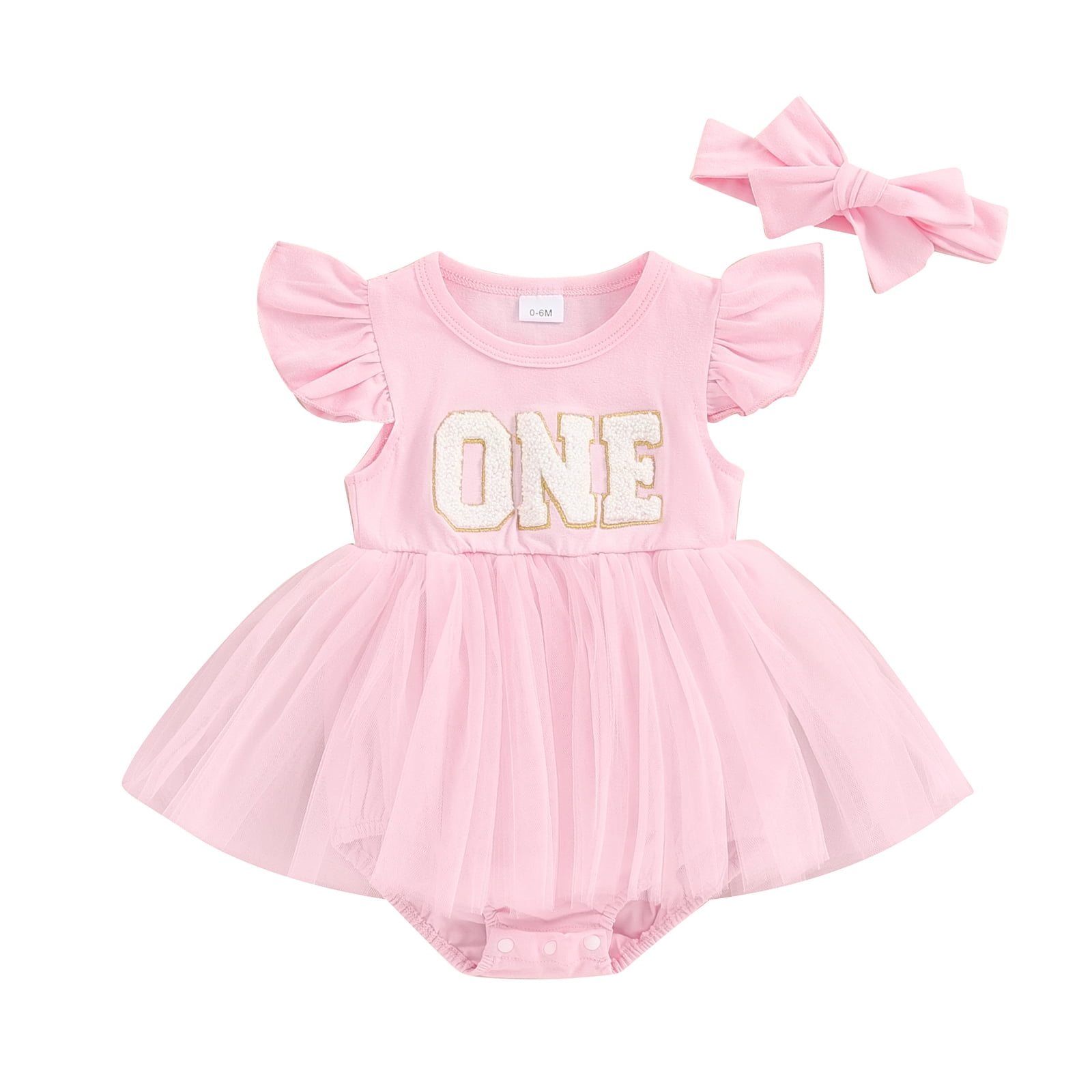 Suealasg Newborn Baby Girl Outfits Fly Sleeve Letter Embroidery Tutu ...