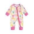 thumbnail image 1 of Suealasg Newborn Baby Girls Romper Pajamas Long Sleeve Crew Neck Flower Pumpkin Bow Print Zipper Footless Jumpsuit Sleepwear 3 6 12 Months Infant Girls Casual Fall Clothes, 1 of 7
