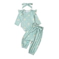thumbnail image 1 of Suealasg Newborn Girl 3Pcs Fall Outfits Long Sleeve Daisy Print Romper + Long Pants + Headband Set 3 6 12 18 Months Infant Baby Girl Clothes, 1 of 7
