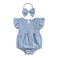 thumbnail image 1 of Suealasg Newborn Girls Outfit 3M 6M 12M 18M Fly Sleeve Romper Headband Set 2Pcs Baby Girl Summer Clothes Set, 1 of 9