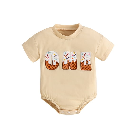 Suealasg Newborn Infant Boy Girl Birthday Rompers Short Sleeve Letter Floral Print Summer Bodysuits 3 6 12 18 Months Baby Boy Girl Clothes
