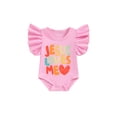 thumbnail image 1 of Suealasg Newborn Infant Girls Cute Rompers Flying Sleeve Letter Print Bodysuits 3 6 12 18 Months Baby Boy Girl Summer Clothes, 1 of 6