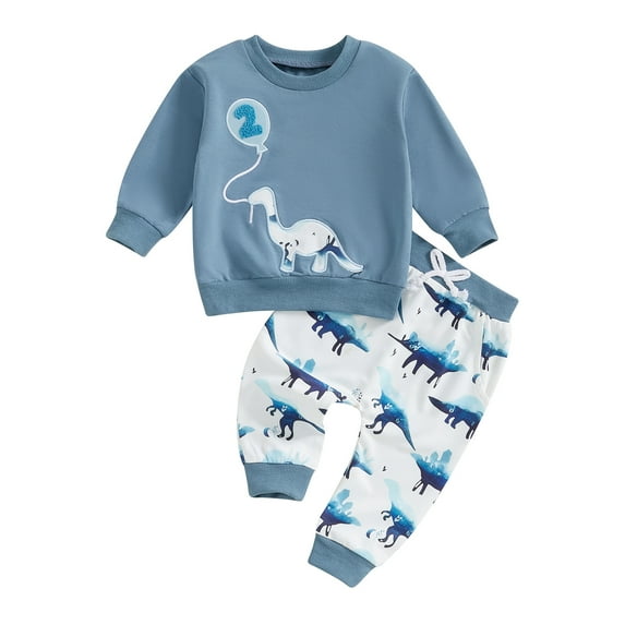Suealasg Toddler Baby Boy 2Pcs Fall Outfits Long Sleeve Dinosaur Print Sweatshirt + Sweatpants Set 1T 2T 3T Infant Boys Pants Sets Clothes