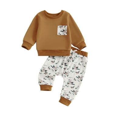 Suealasg Toddler Baby Boy 2Pcs Fall Outfits Long Sleeve Sweatshirt   Duck Print Sweatpants Set 3M 6M 1T 2T 3T Infant Boys Pants Sets Clothes