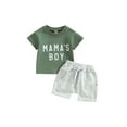 thumbnail image 1 of Suealasg Toddler Baby Boy Clothes Short Sleeve Letter Print T-Shirt with Elastic Waist Shorts Set Summer Outfit, 1 of 9