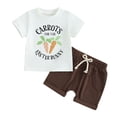 thumbnail image 1 of Suealasg Toddler Baby Boy Easter Clothes 3M 6M 1T 2T 3T Kids 2Pcs Casual Summer Outfit Bunny Carrot Print Short Sleeve T-Shirt +Shorts, 1 of 9