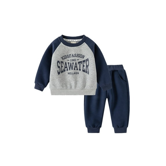 Suealasg Toddler Baby Boy Fall Outfit Letter Print Long Sleeve Sweatshirt and Elastic Pants