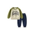 thumbnail image 1 of Suealasg Toddler Baby Boy Fall Outfit Letter Print Long Sleeve Sweatshirt and Elastic Pants, 1 of 7