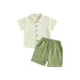 thumbnail image 1 of Suealasg Toddler Baby Boys 2Pcs Cotton Linen Shorts Set Solid Color Short Sleeve Lapel Button Down Shirt Tops and Shorts 6M 1T 2T 3T 4T Kids Boys Summer Clothes Set, 1 of 8