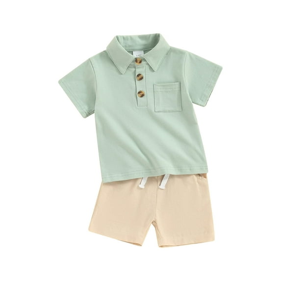 Suealasg Toddler Baby Boys 2Pcs Outfits Set Clothes 1T 2T 3T 4T Summer Beach Party Shorts Set Kids Boys Short Sleeve Lapel Collar Tops + Shorts Set