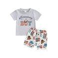 thumbnail image 1 of Suealasg Toddler Baby Boys 4th of July Shorts Set Short Sleeve Letters Print T-shirt +Cow Shorts 0-3 Years Summer Independence Day Western Outfit, 1 of 8