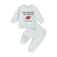 thumbnail image 1 of Suealasg Toddler Baby Boys Clothes 6M 1T 2T 3T Infant Boys 2Pcs Fall Winter Clothes Long Sleeve O Neck Letter Football Print Sweatshirt Tops Long Pants Sets, 1 of 7