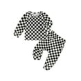 thumbnail image 1 of Suealasg Toddler Baby Boys Clothes 6M 1T 2T 3T Long Sleeve Crew Neck Checkerboard Print Tops Long Pants Set Infant Boys Fall 2Pcs Outfits, 1 of 7