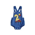 thumbnail image 1 of Suealasg Toddler Baby Boys Girls 1st Birthday Overalls Romper Number Embroidery Sleeveless Square Neck Bodysuit, 1 of 7