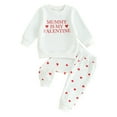 thumbnail image 1 of Suealasg Toddler Baby Boys Girls Valentine's Day Clothes 6M 1T 2T 3T Long Sleeve Letter Print Sweatshirt Heart Print Pants Sets 2 Piece Kids Girls Boys Spring Outfits, 1 of 9