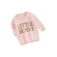 thumbnail image 1 of Suealasg Toddler Baby Girl Boy Knit Sweater Newborn Long Sleeve Crew Neck Letters Embroidery Knit Pullover Sweater Infant Girls Boys Easter Clothes 0-24 Months, 1 of 9