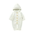 thumbnail image 1 of Suealasg Toddler Baby Girl Boys Sweater Romper Long Sleeve Buttons Hooded Solid Color Knit Jumpsuits 3M 6M 12M 18M Newborn Fall Winter One Piece Bodysuit Clothes, 1 of 10