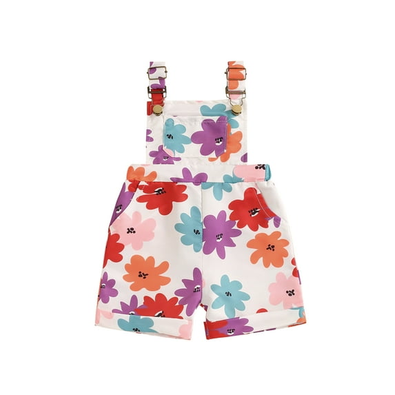 Suealasg Toddler Baby Girl Clothes Sleeveless Floral Stripe Print Romper Overalls Suspender Shorts Jumpsuit 1T 2T 3T 4T 5T Little Girls Summer Outfit Clothing