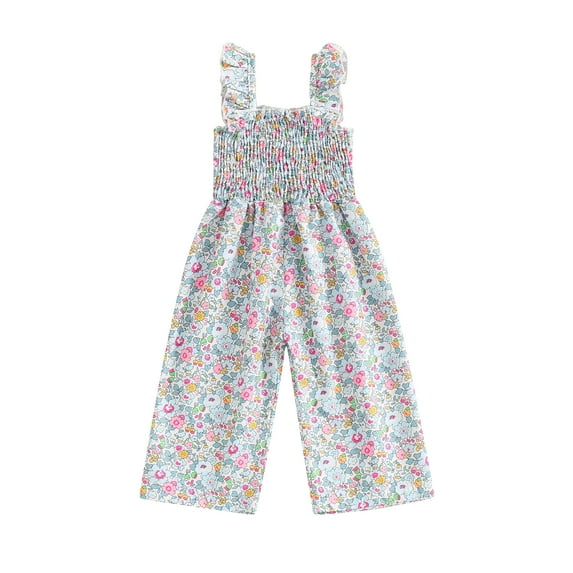Suealasg Toddler Baby Girl Jumpsuit Summer Casual Clothes 6M 12M 18M 24M 2T 3T 4T Newborn Sleeveless Floral Print Wide Leg Romper Pants