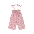 thumbnail image 1 of Suealasg Toddler Baby Girl Sleeveless Jumpsuit Plaid Print Tie Straps Overalls Romper Outfit 6M 1T 2T 3T 4T 5T Little Girls Summer Clothes, 1 of 7