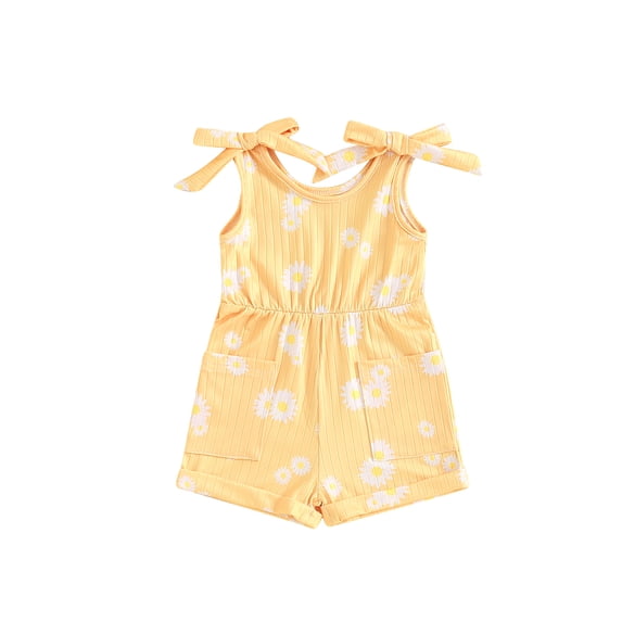 Suealasg Toddler Baby Girl Summer Clothes 6M 1T 2T 3T 4T Sleeveless Daisy 3D Ribbed Romper Shorts Jumpsuit Kids One Piece Outfit