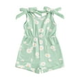 thumbnail image 1 of Suealasg Toddler Baby Girl Summer Clothes 6M 1T 2T 3T 4T Sleeveless Daisy 3D Ribbed Romper Shorts Jumpsuit Kids One Piece Outfit, 1 of 7