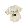 thumbnail image 1 of Suealasg Toddler Baby Girls Boys Summer Romper Infant Short Sleeve Letter Embroidery Bodysuit Newborn Casual Jumpsuit, 1 of 9