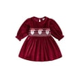 thumbnail image 1 of Suealasg Toddler Baby Girls Christmas Dress Kids Girls Fall Princess Dress 6M 1T 2T 3T 4T Long Sleeve Round Neck Santa Claus Velvet A-line Dress, 1 of 1