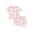 thumbnail image 1 of Suealasg Toddler Baby Girls Clothes 6M 1T 2T 3T Short Sleeve Floral Print T-Shirts Tops + Elastic Waist Shorts Set Infant Girls 2Pcs Summer Casual Outfits, 1 of 7
